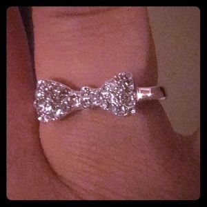 CZ ENCRUSTED Silver Sparkling Seasonal Bow Ring